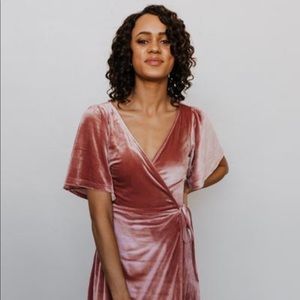 Mauve velvet bridesmaids dress